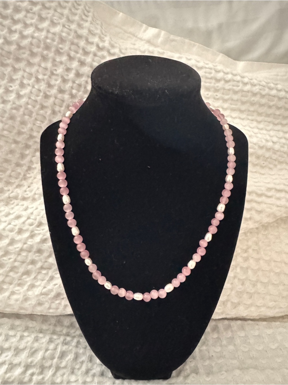 Pink Beaded Necklace with Pearl Accents - Women Jewelry